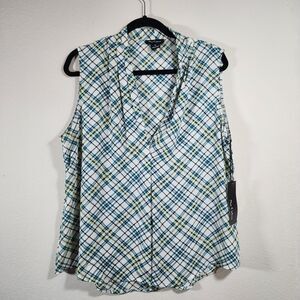 Nue Options Sheer Button Down Sleeveless Shirt Women's SIze XL New